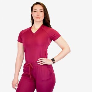 Women's V-Neck Scrub Set - Burgundy